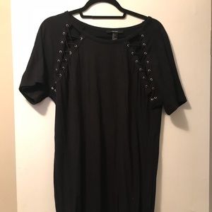 black tie up t shirt dress